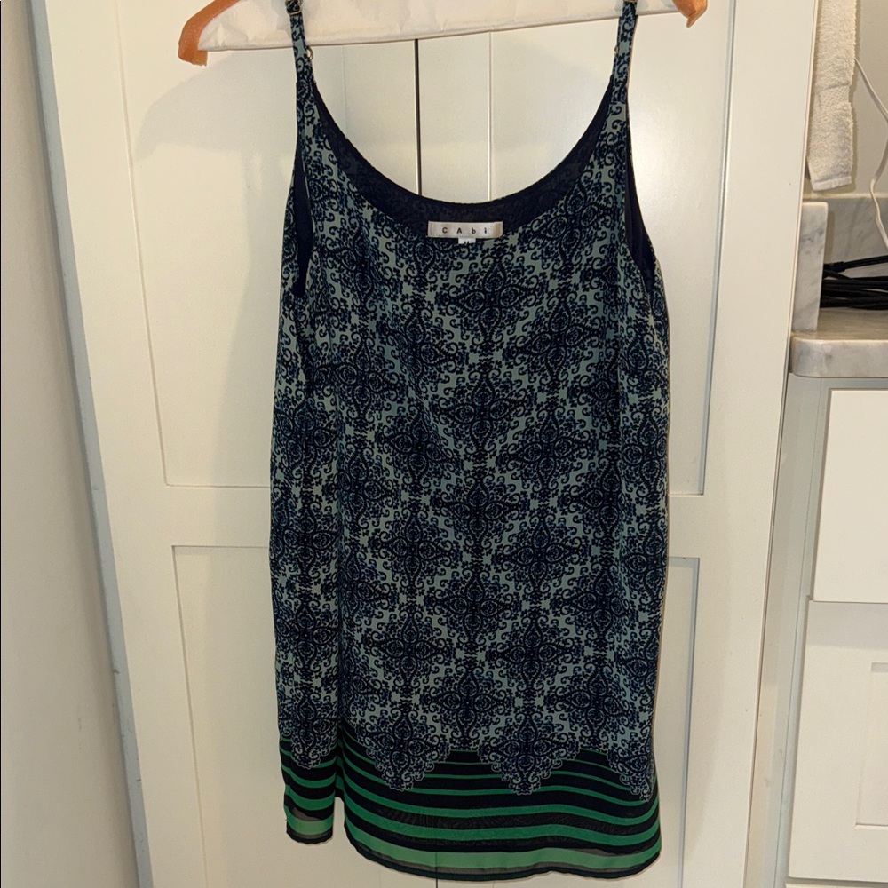 CAbi Navy and Green Camisole Top